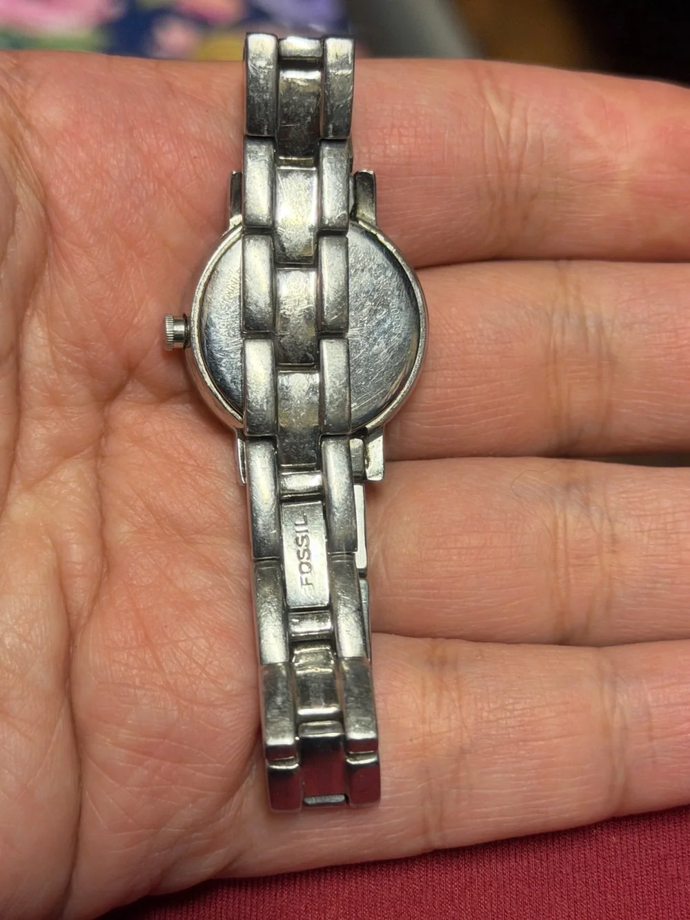 Fossil Silver Tone Bracelet Watch with White Dial